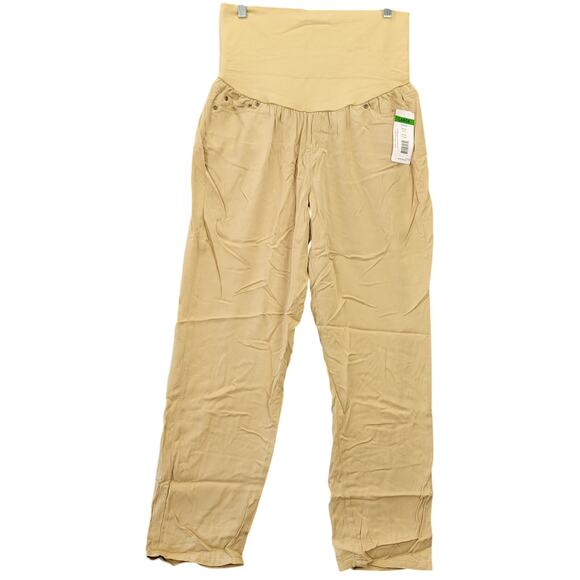 Three Seasons Maternity Pants Tan Stone NEW $44 Stretch Lightweight Women Size L - Picture 1 of 10